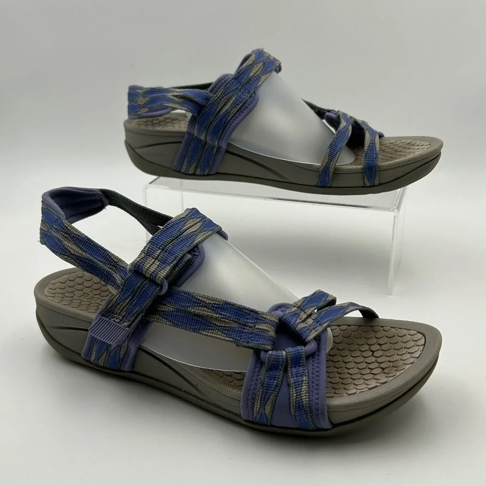 Baretraps‎ Sport Sandals Women 10 Blue Tan Strappy Rebound Comfort Gorpcore